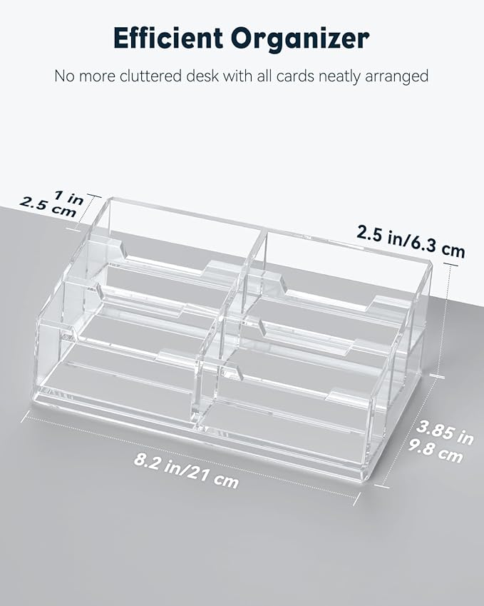 Uniclife Acrylic Business Card Holder for Desk 6 Slots Clear Business Card Display Stand for Men & Women Desktop Business Card Organizer Card Stand for Office Home Exhibition, 360 Card Capacity-DeskLoop Office