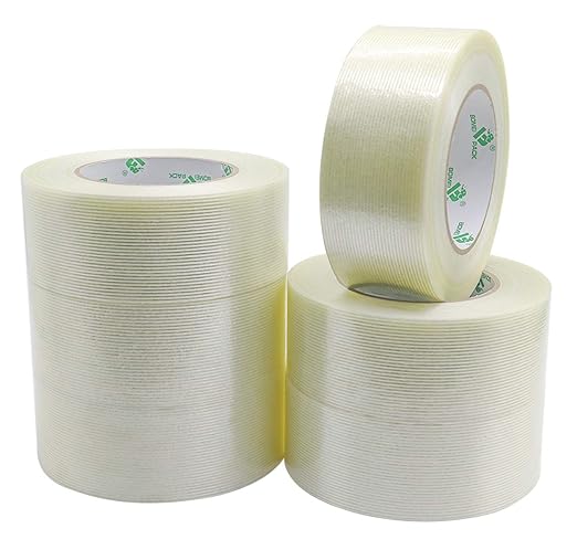 BOMEI PACK 6PACK Reinforced Packing Tape, 5.5Mil 2Inx 60Yds, Heavy Duty Fiber Strapping Adhesive Packaging Tape-DeskLoop Office