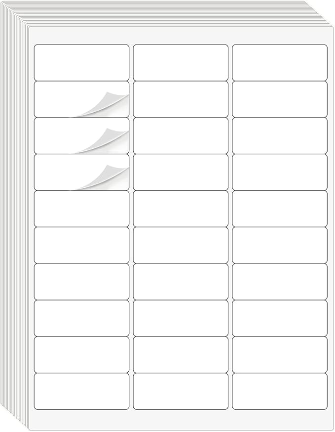 1" x 2-5/8" Address Labels 3000 Labels Sticker Paper for Laser/Ink Jet Printer mailing Labels 8.5"×11" White 30 per Sheet-DeskLoop Office