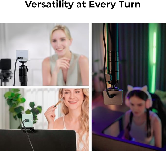 OBSBOT Meet 2 Webcam 4K - AI Framing & Auto Tracking, 1/2" Sensor, 60FPS, Auto Focus, HDR, Dual Mics - Lightweight USB Web Camera for Streaming, Zoom Meetings, Gaming. (Aurora Green)-DeskLoop Office