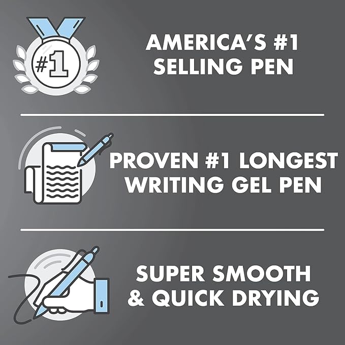 G2 Retractable Premium Gel Ink Roller Ball Pens Ultra Fine Point (.38mm) Blue Ink 6 pack; Refillable & Premium Comfort Grip Bundle with Plastic Reusable Pouch-DeskLoop Office