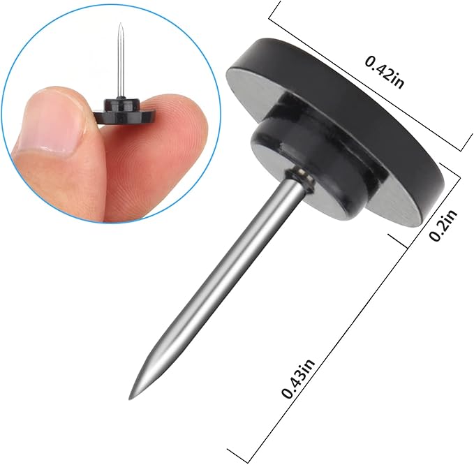 Push Pins 200-count Flat Black Thumb Tacks Steel Point and Plastic Head for Corkboard and Wooden Photo Wall-DeskLoop Office