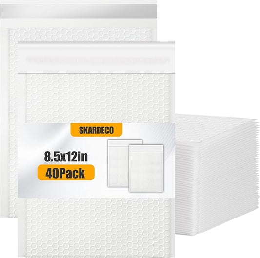 Bubble Mailers 8.5x11inch 40Pack White Bubble Mailers Self-Seal Padded Mailing Envelopes Bubble Opaque Padded Mailer for Small Businesses to Package and Mail Jewelry Cosmetics#2-DeskLoop Office