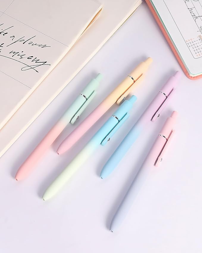 FIOVER Gel Pens, 5pcs Black Ink Medium Point 0.7mm Smooth Writing Pens with Comfort Grip, Aesthetic Ballpoint for Journaling School Office Supplies, Gifts for Women Men(5PCS Gradient Black Ink)-DeskLoop Office