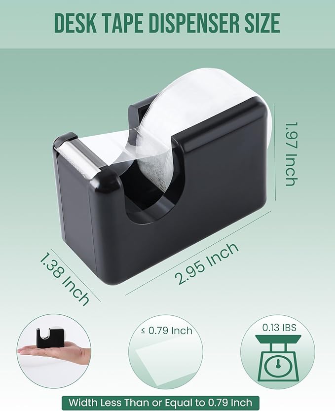 Lichamp 10 Pack Office Desktop Tape Dispenser Includes 10 Rolls of 1 Inch Core Tapes 3/4 in x 1000 in, Red and Black Desk Tape Dispensers Non-Skid Base, Great for School, Office and Home-DeskLoop Office