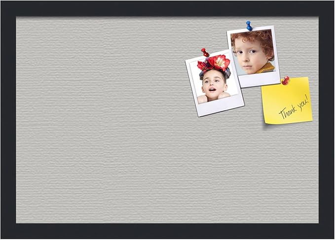 PinPix 19x13 Inch Cork Bulletin Board. This Decorative Framed Pin Board Comes with Light Stone Design and a Satin Black Frame. Ideal for Home Office Decor or Message Board (PinPix-1809)-DeskLoop Office