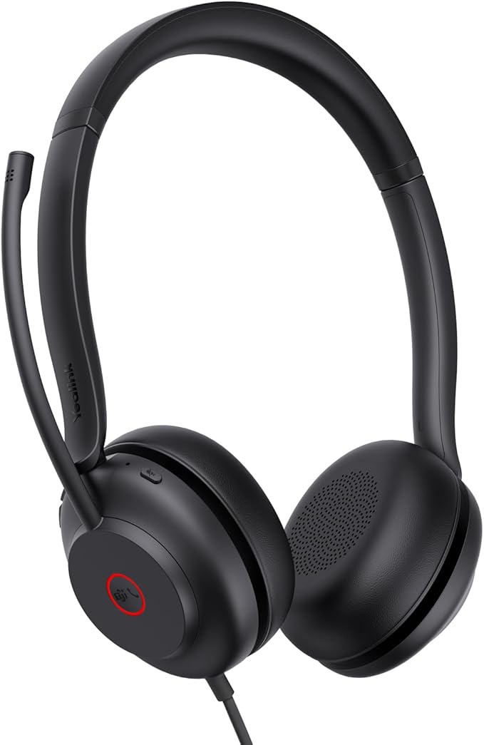 Yealink UH35 USB Headset for PC, Wired Headphones with Noise Cancelling Microphone, Certified Teams, All-Day Comfort Design, Stereo Headset for Home Office Online Meeting, Easy Mute, Busylight-DeskLoop Office