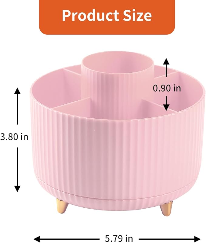 Desk Pencil Pen Holder, 5 Slots 360°Degree Rotating Organizers - Image 7
