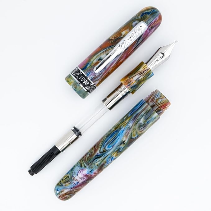 Conklin 1898 Fountain Pen, Misto Green - 14KT Gold Fine Nib | Luxury Writing Instrument with Unique Resin Blend | 14KT Gold Nib Made in Germany | Ideal for Pen Enthusiasts-DeskLoop Office