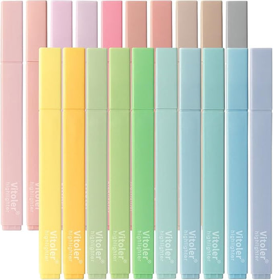 Highlighters,20Pcs Highlighters Assorted Colors,Chisel Tip Bible Pens,Pastel Markers for Journaling Planner Notes Graduation Gifts-DeskLoop Office
