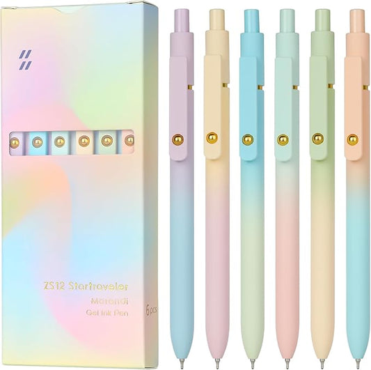 Ddaowanx Gel Pens,0.7mm Quick Dry Black Ink,Fine Point Smooth Writing Pen,Aesthetics Office School Supplies,Gifts for Women,Teen Girl Gifts Trendy Stuff (6 Pcs Gradient, Black)-DeskLoop Office