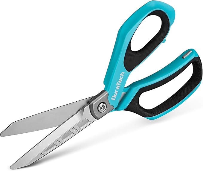 DURATECH 10" All-Purpose Heavy Duty Scissors, Stainless Steel Utility Scissors with Ergonomic Handle, Industrial Shears for Carpet, Leather, Fabric, and Household Use-DeskLoop Office