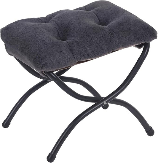 LITA Folding Upholstered Footrest Stool, Modern Small Portable Accent Ottoman with Detachable Thick Cotton Cushion Padded Sofa Stool with Metal Frame for Lazy Chair, Living Room & Bedroom-DeskLoop Office