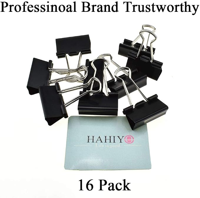 HAHIYO Binder Clips Paper Clamps Spring Steel Sturdy Medium 1.26 inches Width - Image 8