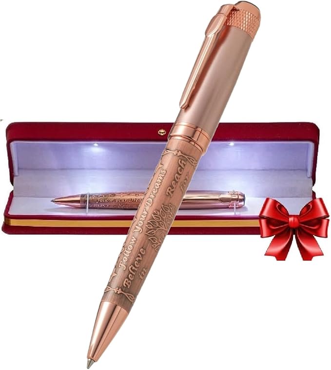 S&R Somit Fancy Pen with Gift Box - Luxury Pen for Women ā Valuable Business, Office, Executive Gift for Family & Friends ā Special Engraving & Led Decorative Box (GOLDEN ROSE)