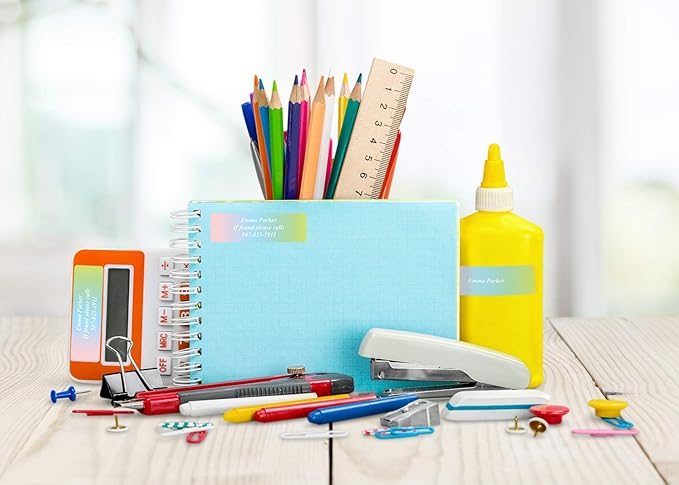 Cascading Rainbow Personalized Return Address Labels Without Dispenser - Roll of 500 Custom Stickers-DeskLoop Office