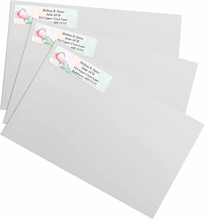 Soft Rose Watercolor Designer Rolled Address Labels with Elegant Plastic Dispenser-DeskLoop Office