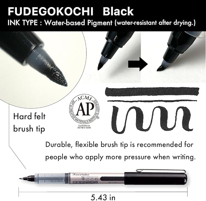 Kuretake Zig Inktober pen set, for Illustration, Manga Drawing, Lettering and Calligraphy, Professional Artist, Made in Japan (FUDEGOKOCHI(3pcs.))-DeskLoop Office