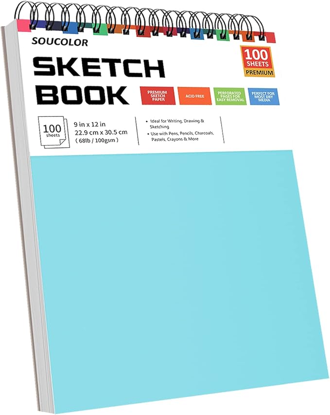Soucolor Art Supplies Sketching Kit with 100 Sheets 3-Color Sketch Book, Teen Girl Gifts, Arts and Crafts for Kids Ages 8-12, School Supplies Gifts for Artists Adults Teens Girls Boys Kids-DeskLoop Office