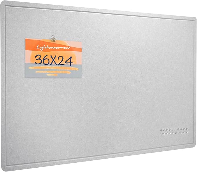 Bulletin Board, 36 x 24 Inches Felt Pin Board, Cork Alternative for Wall, 3' x 2' Foldable Self-Adhesive Vision Board with 20 Pushpins - Light Gray-DeskLoop Office