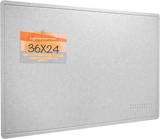 Bulletin Board, 36 x 24 Inches Felt Pin Board, Cork Alternative for Wall, 3' x 2' Foldable Self-Adhesive Vision Board with 20 Pushpins - Light Gray-DeskLoop Office
