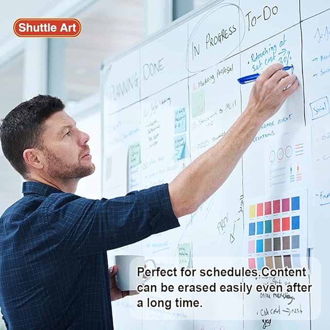 Shuttle Art Wet Erase Markers, 15 Pack Blue 1mm Fine Tip Smudge-Free Markers, Use on Laminated Calendars, Overhead Projectors, Schedules, Whiteboards, Transparencies, Glass, Wipe with Water-DeskLoop Office