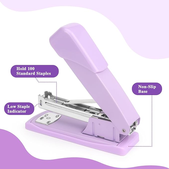 Tamaki Stapler, Office Stapler, Staplers for Desk(Purple)-DeskLoop Office