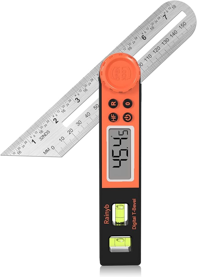 Digital Angle Finder Protractor 0-360 Degree T-Bevel Gauge & Protractor with Horizontal Vertical Bubble & Full LCD Display for Woodworking, Metalworking, Construction-DeskLoop Office