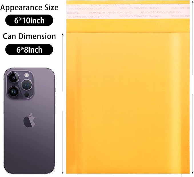 Kraft bubble mailers 6x9 Inch 200 Pack,Self-Sealing Paper Envelopes for Packaging,Strong Adhesion Envelope Mailers, Small Waterproof Cushioned Padded Shipping Bags Yellow #0-DeskLoop Office