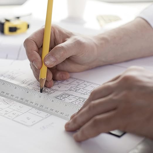 Stainless Steel Metal Ruler - 6 Inch, 12 Inch, 18 Inch Straight Edge - Non Slip Cork Backed - Inch and Metric-DeskLoop Office