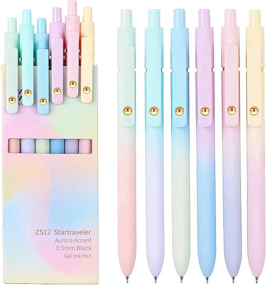 ITAWIXS Gel Pens, 6 Pcs 0.5mm Quick Dry Black Ink Pens Fine Point Smooth Writing Pens, Cute Office School Supplies Gifts for Women-DeskLoop Office