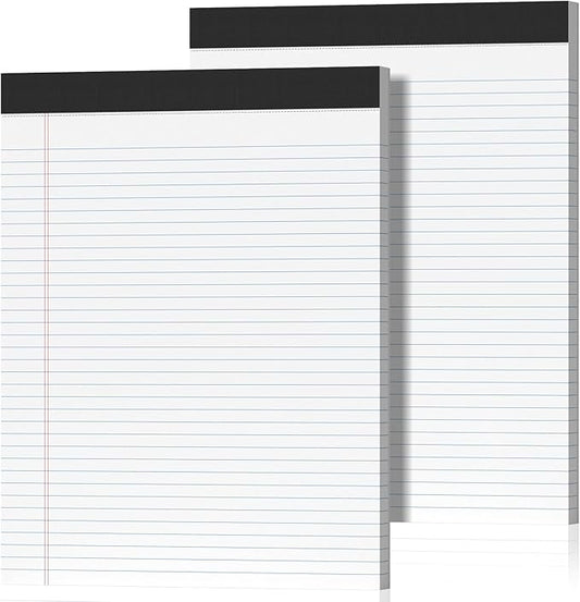 2 Pack Legal Pads 8.5 x 11 College Ruled Note Pads 8.5 x 11 Notepads 8.5 x 11 Micro Perforated Writing Pads 8.5 x 11 Pads of Paper Lined White Paper, 50 Sheets per Notepad for Home, Office, School-DeskLoop Office