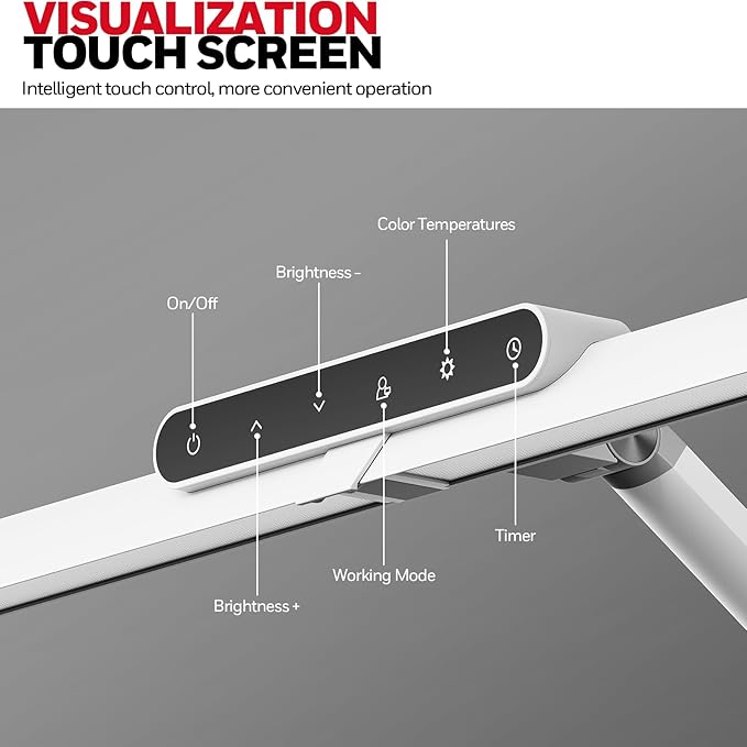 Honeywell LED Desk Lamp with Base - HJ1WT Sunturalux Eye-Caring Architect Desk Lamp for Home Office, 1200LM Computer Desk Light 4 Color Modes Stepless Dimming Task Desk Light with Timer Function White-DeskLoop Office
