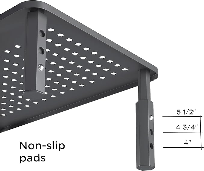EVOOMI Back Saver Monitor Stand for Desk - 2 Pack Monitor Riser - Anti-Skid HD Hexagonal Steel Computer Stand - Free Cable Ties - Mesh Metal Computer Item Stand - Printer & iMac-DeskLoop Office