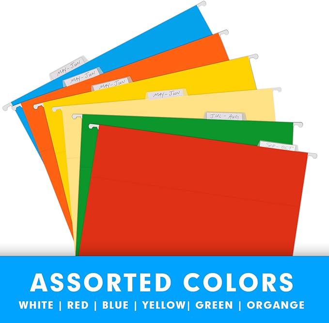 Extra Capacity Hanging File Folders, RAZCC 60 Pack Letter Size Reinforced Hanging Folders with Heavy Duty 2 Inch Expansion for Bulky Files, Filing Cabinet, Adjustable Tabs, Assorted Colors-DeskLoop Office