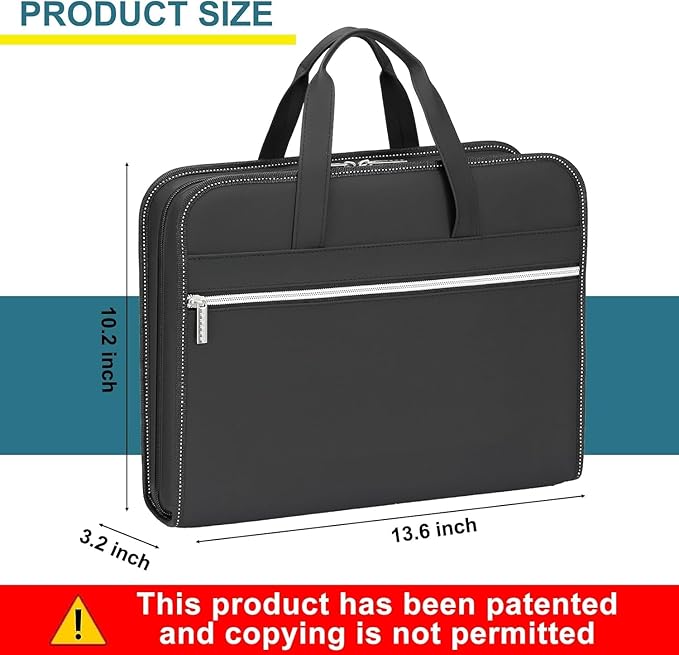 SEEKIND PU Leather Accordion File Organizer with Handle & Strap,12 Pockets Expanding File Folder with Zipper & Labels,Portable Document Organizer File for Letter A4 Files-DeskLoop Office