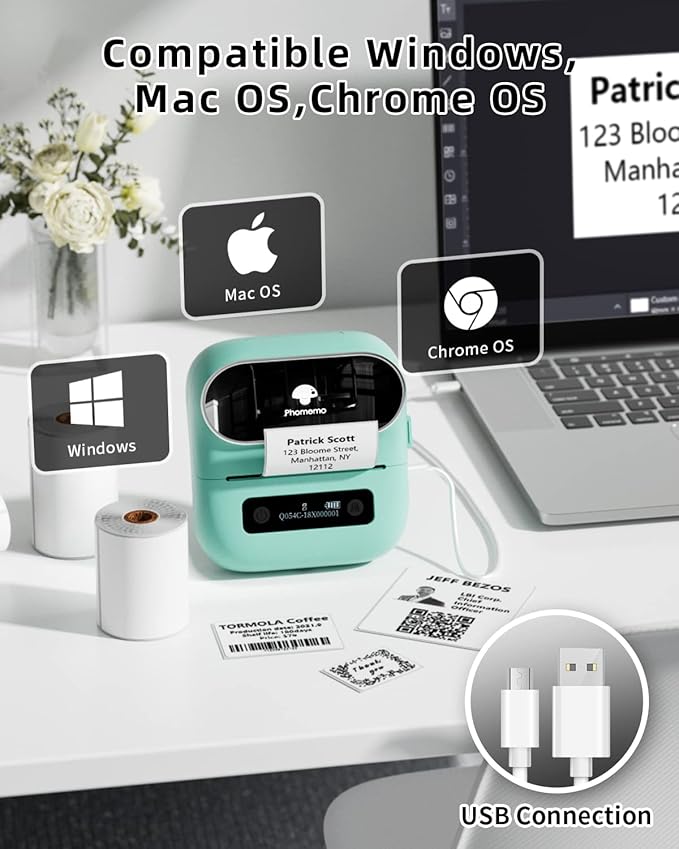 Phomemo M220 Label Maker, New Flagship 3.14 Inch Bluetooth Thermal Label Printer for Barcode, Address, Labeling, Mailing, File Folder, Portable Maker Easy to Use, Support with Smart Phone&PC-DeskLoop Office