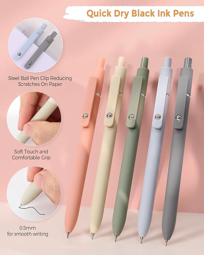 SKYDUE Cute School Supplies 44 PCS, Aesthetic Pencil Case with 12 Pastel Highlighters, 5 Black Gel Pens, 6 Color Gel Pens & Mechanical Pencils, College Essentials Students Stationary Set Green-DeskLoop Office