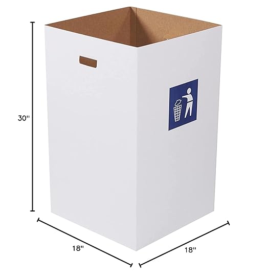 AVIDITI Cardboard Trash Cans and Recycling Bins, 40 Gallon 18"L x 18"W x 30"H (10-Pack) Reusable or Disposable Pop Up Garbage Boxes Container for Party, Parties, Recycle, Outdoor Events, Heavy Duty, Waste-DeskLoop Office