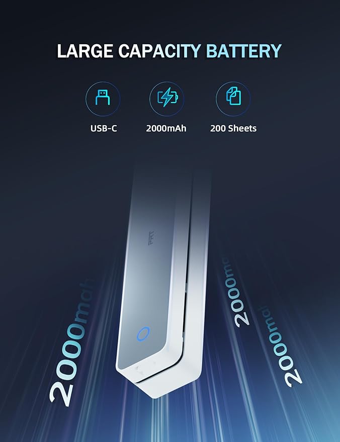 PRT Portable Printer Wireless for Travel, Inkless Bluetooth Small Mobile Thermal Printer, Support 8.5" X 11", A4, Compatible with iOS, Android, Laptop for Home Use, Office & Vehicles, 300 DPI, White-DeskLoop Office