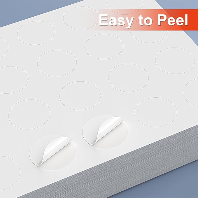 Methdic 1.5" Diameter High Visibility Printable Round Labels,Matte White,600 Customizable Blank Stickers-DeskLoop Office
