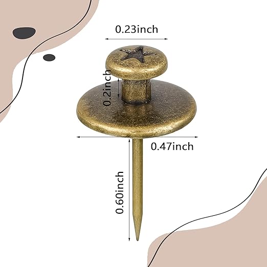 Push Pins Picture Hangers Double Headed Thumb Tacks Wall Hooks for Wall Hangings Picture Hangers Nails Small Photo Hanging Hook Pins for Home Office Photo Decor(Bronze,80 Pieces)-DeskLoop Office