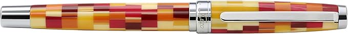 Xezo Urbanite Fine Point Fountain Pen. Retro Red, Yellow, Orange, and Cream Colors with Chrome Plating. Limited Edition and Serialized. No Two Alike-DeskLoop Office