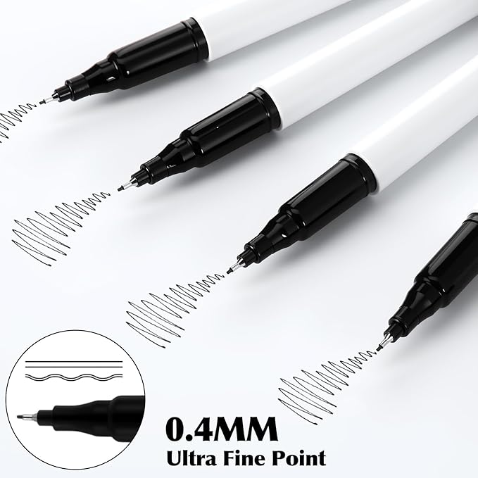 200 Pack 0.4mm Ultra Fine Point Permanent Marker Bulk, Fine Tip Permanent Markers Set, Quick Dry, Waterproof, Durable, Works on Paper, Glass, Ceramic, Plastic, Wood, Rock, Metal (Black)-DeskLoop Office