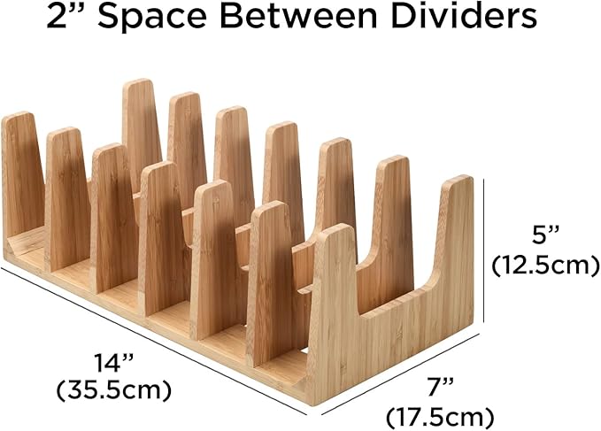 MobileVision Bamboo Versatile 6 Dividers/Sections Orgainzer for Book Rack, Video, CD, Record Organizer (7" L x 14" W x 5 H)-DeskLoop Office