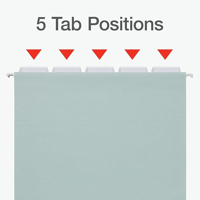 Pendaflex Hanging File Folders, Letter Size, Assorted Colors for Home, Office Filing Cabinet, 1/5-Cut Adjustable Tabs, 25 Per Box (81698)-DeskLoop Office