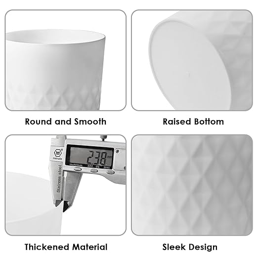 YGJT Small Trash Can, 3 Pack 1.8 Gallons Bathroom Trash Can, Slim Waste Basket, Round Garbage Can, Plastic Trash Bin for Kitchen, Dorm, Bedroom, Office, Living Room, Study, Compact Spaces-DeskLoop Office