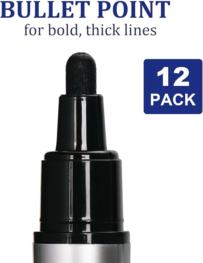 Comix Glass Board Dry Erase Markers, Low Odor Whiteboard Markers, Bullet Tip, 4 Assorted Colors, 12 Pack-DeskLoop Office