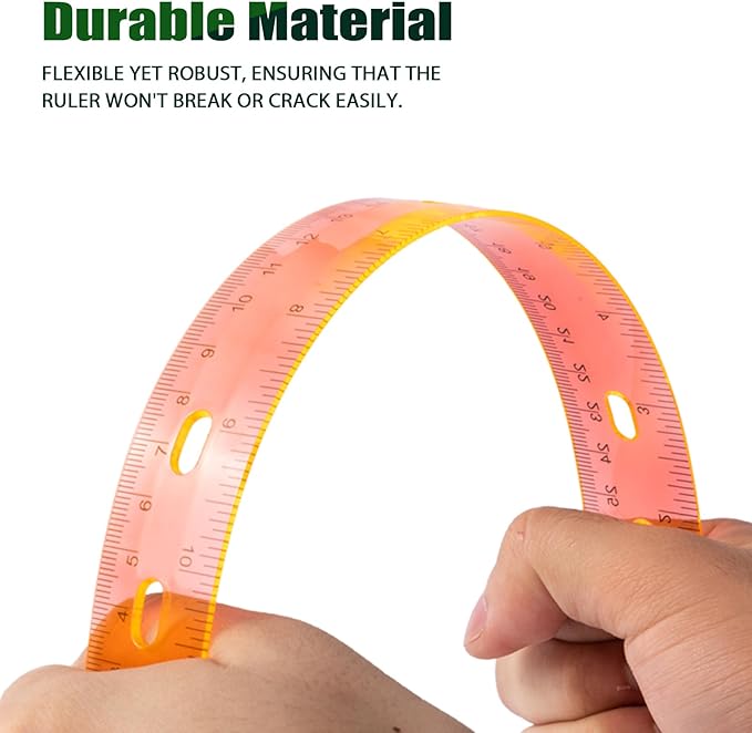 28 Pack Plastic Ruler 12 Inch Transparent Rulers - Metric Bulk for Kids School Office Classroom, Orange-DeskLoop Office