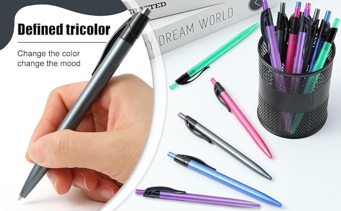 Yuxingrong Retractable Black Ballpoint Pen for Smooth Writing 1.0mm Medium Pack of 50, click pens with comfort grip, Idea for Journaling, Planner, Note Taking-DeskLoop Office